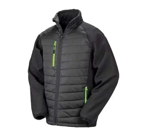 Result Compass Padded Softshell Jacket black and lime green