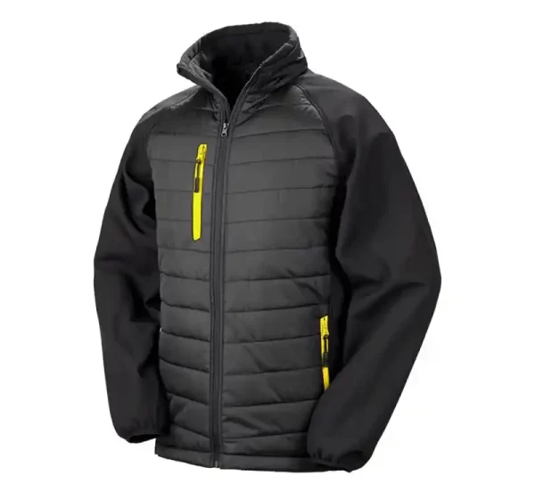 Result Compass Padded Softshell Jacket black and yellow