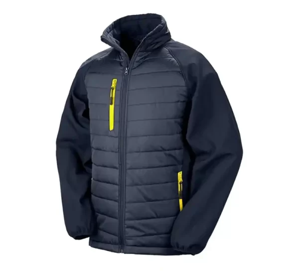 Result Compass Padded Softshell Jacket navy and yellow