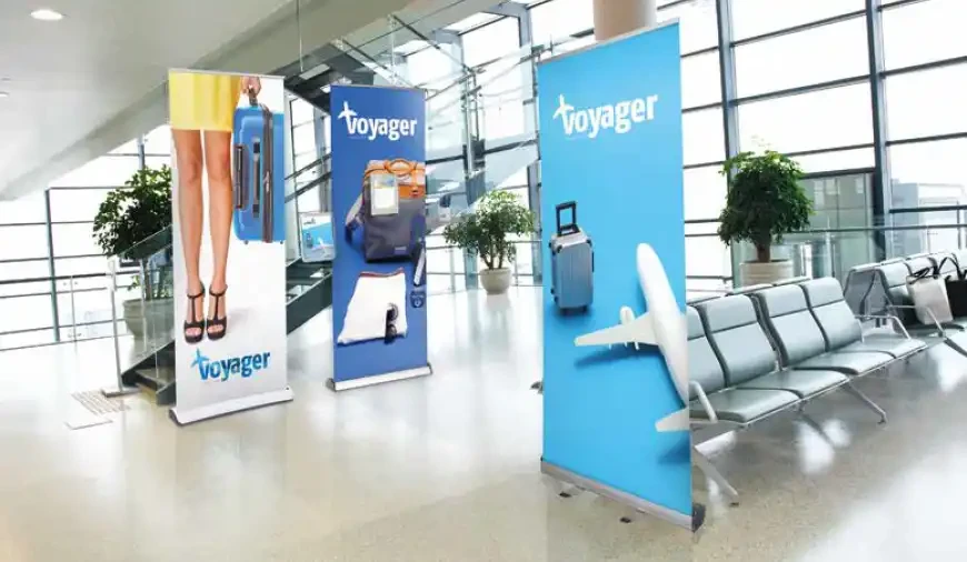 pull up banners in an airport